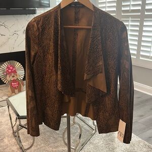 Zara Brown Blazer with Metallic Finish and Draped Front